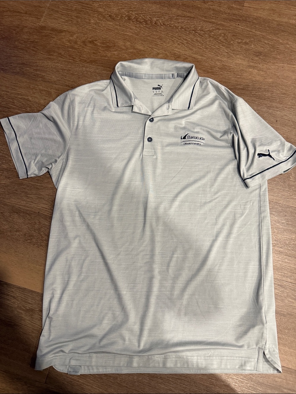 Barracuda Championship Puma Light Gray Polo with Blue Trim
